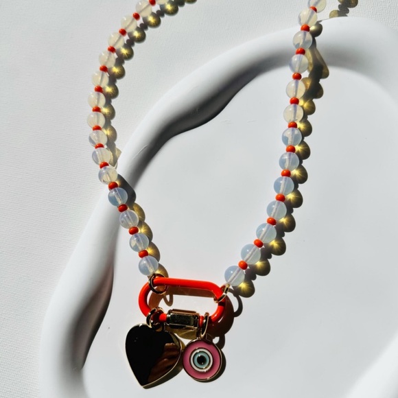 avinzia Jewelry - Carabiner Gem Necklace with Carabiner Clasp
